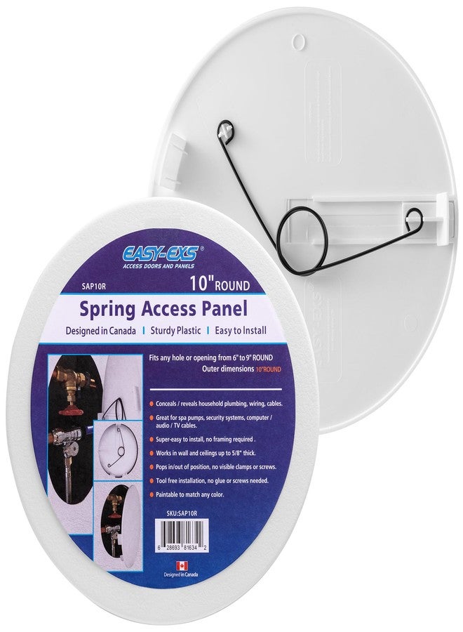 Easy-Exs 10" Round Access Panel for Ceiling and Wall - Adjustable from 6 to 9 inches - Ceiling Hole Cover - for Electrical, Plumbing, Cables, HVAC, Speaker and LED Holes - Durable Plastic Panel - Image 1