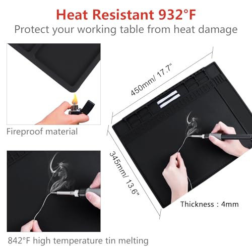 HPFIX Anti Static Mat Includes ESD Wristband and Grounding Wire and Grounding Plug for Electronics Repair, Premium Heat Resistant ESD Safe Soldering Mat (17.7" x 13.6") - Image 4
