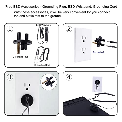 HPFIX Anti Static Mat Includes ESD Wristband and Grounding Wire and Grounding Plug for Electronics Repair, Premium Heat Resistant ESD Safe Soldering Mat (17.7" x 13.6") - Image 5