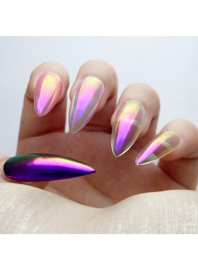 FNNZ Unicorn Chrome Nail Powder Aurora Unichrome Mermaid Aurora Pigment Pearlescent Nail Art Glitter Dust Decoration for Home DIY Salon Manicure Cyber Mirage - Image 4