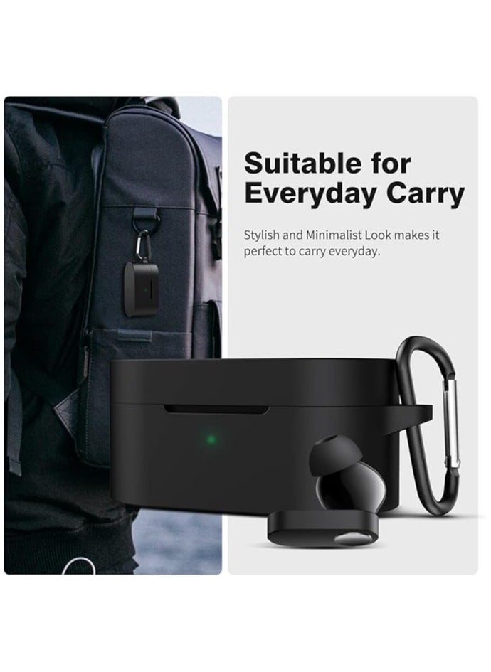Generic Silicone Case for OnePlus Buds V Case, Soft Silicone Full Protective Case Shock Absorbing Cover Skin with Keychain for Women Men  LED Visible-Black  - Image 3