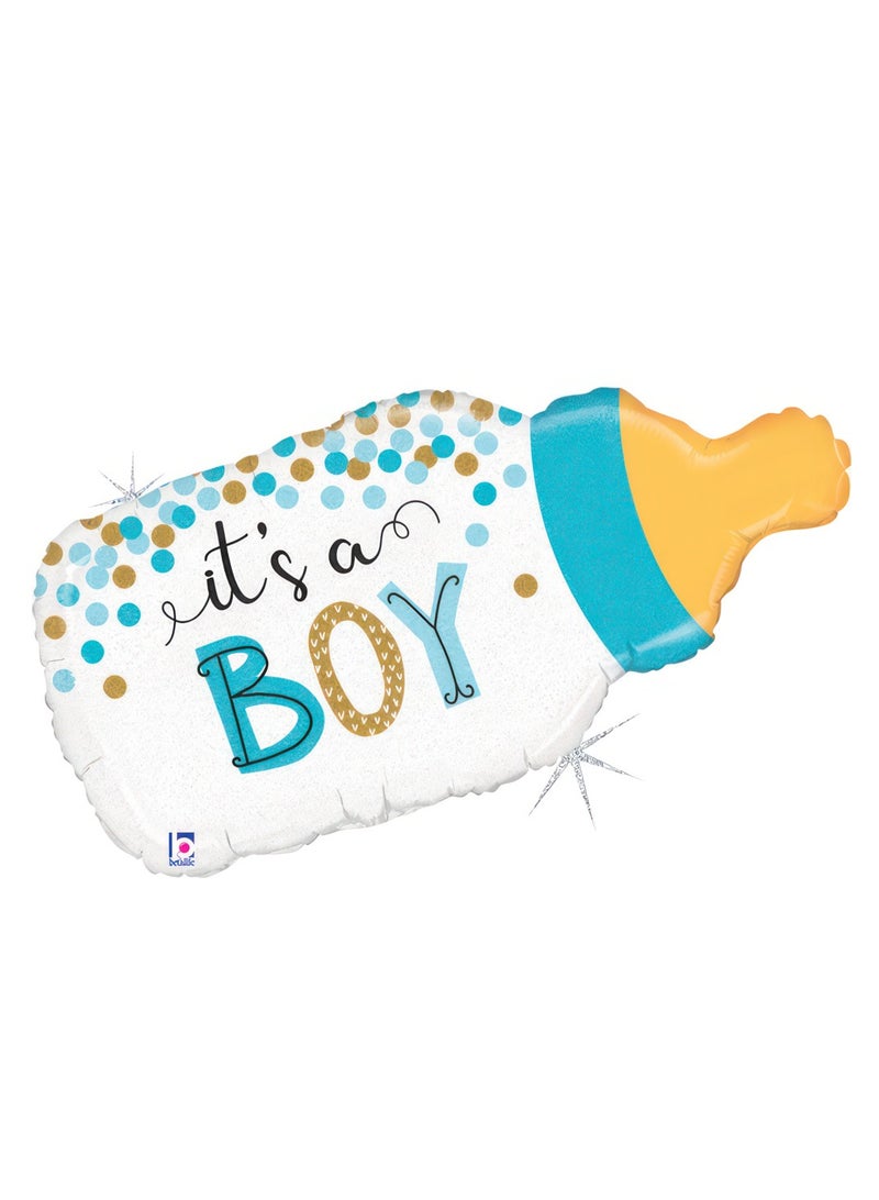 Betallic 29" Foil Balloon Confetti Baby Bottle Boy - Image 1