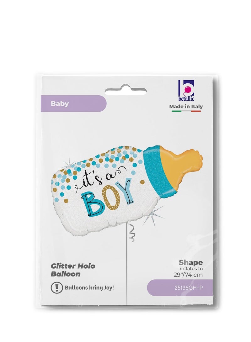 Betallic 29" Foil Balloon Confetti Baby Bottle Boy - Image 3