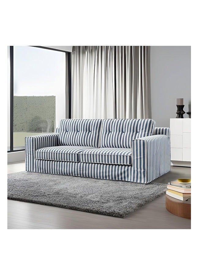 Micasa 3-Seater Contemporary And Elegant Design Fabric Sofa Blue And White 70 X 91 X 224 Cm Rl2361-3S  - Image 2