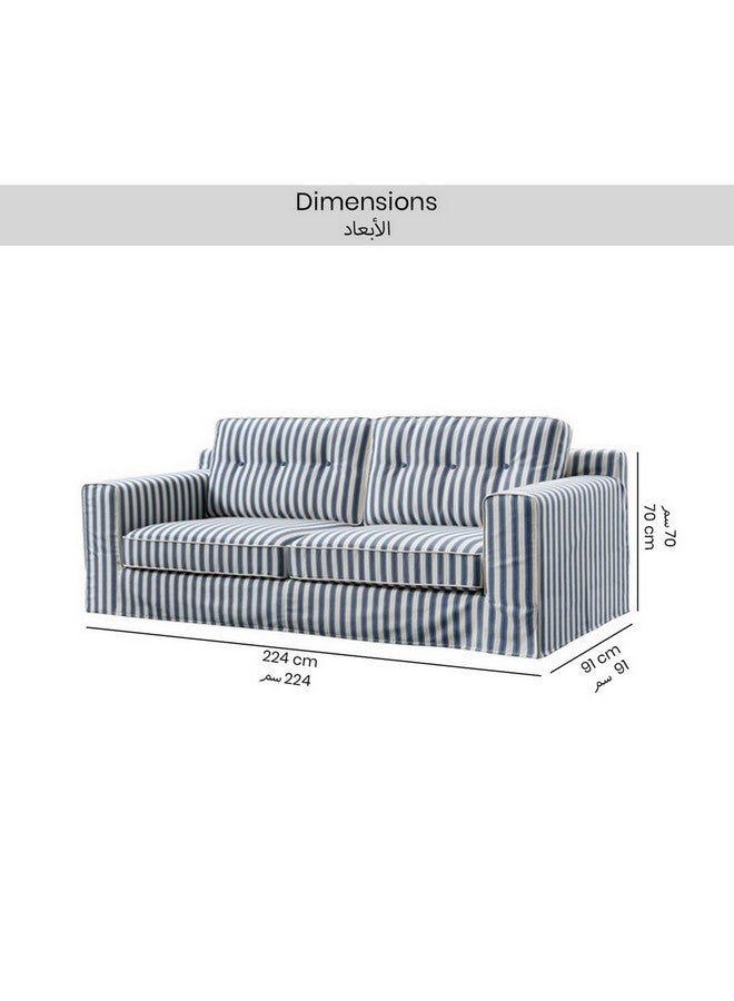 Micasa 3-Seater Contemporary And Elegant Design Fabric Sofa Blue And White 70 X 91 X 224 Cm Rl2361-3S  - Image 5