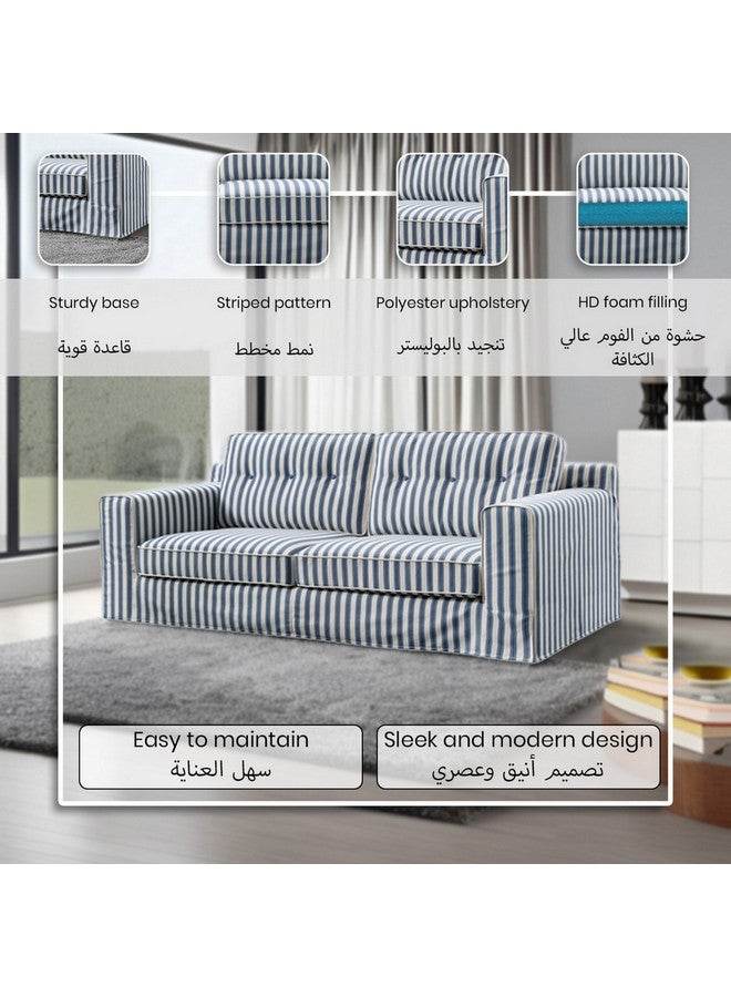 Micasa 3-Seater Contemporary And Elegant Design Fabric Sofa Blue And White 70 X 91 X 224 Cm Rl2361-3S  - Image 4
