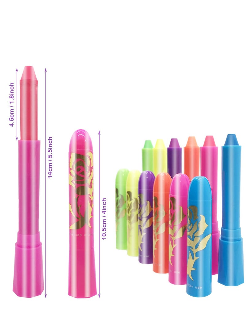 Glow in The Dark Face Paint Crayons Set, Non-Toxic UV Body Painting Kit for Parties, 6 Vibrant Colors for Fun Makeup - Image 2