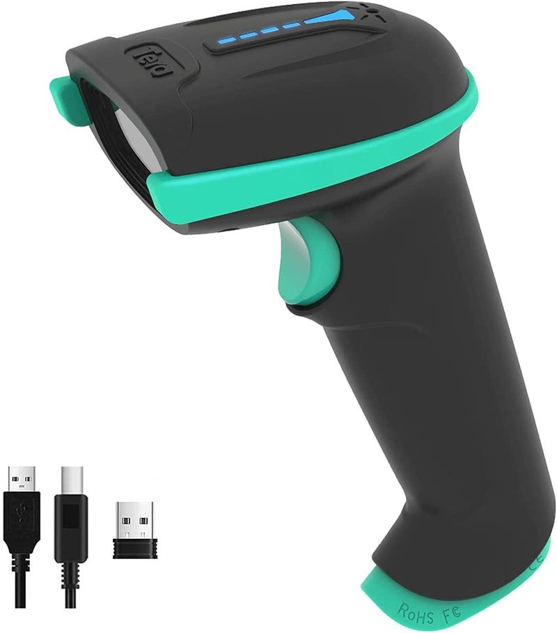 Tera Barcode Scanner Wireless Versatile 2-in-1 (2.4Ghz Wireless+USB 2.0 Wired) with Battery Level Indicator 328 Feet Transmission Distance Rechargeable 1D Laser Bar Code Reader USB Handheld (Blue) - Image 1