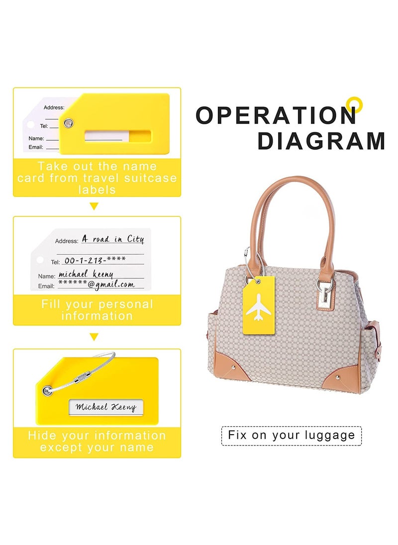KASTWAVE - Silicone Luggage Tag, With Name ID Card Quickly Spot Luggage Suitcase, Anti-lost Tag, ELECDON Personality Tag 5 Pack Luggage Tags Bag Tag Stainless Steel Loop Yellow - Image 1