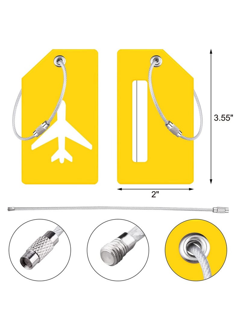 KASTWAVE - Silicone Luggage Tag, With Name ID Card Quickly Spot Luggage Suitcase, Anti-lost Tag, ELECDON Personality Tag 5 Pack Luggage Tags Bag Tag Stainless Steel Loop Yellow - Image 1