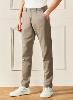 Dennis Lingo Mid Khaki Slim Fit Chinos for Men - 100% Cotton, Full Length, Button & Zip, Mid Rise, Casual,  - Image 3