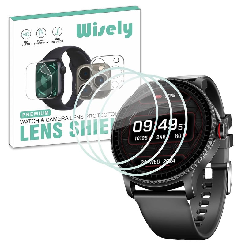 Wisely حزمة من 3 قطع | واقي شاشة مضاد للصدمات لجهاز Boat Lunar Discovery (1.39 بوصة) مضاد للصدمات، مضاد للخدش، وضوح عالي، تغطية كاملة - Image 1