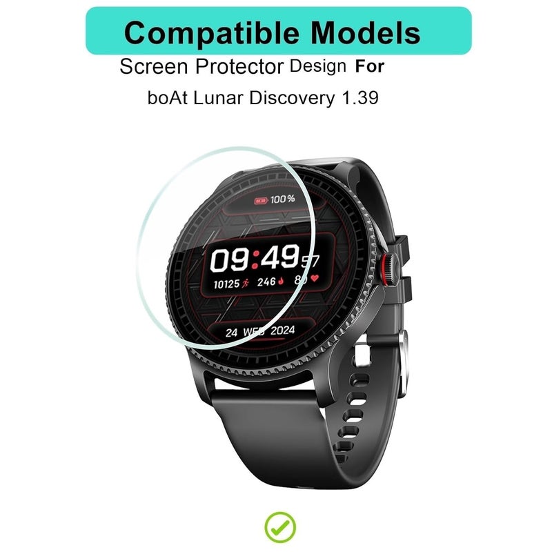 Wisely حزمة من 3 قطع | واقي شاشة مضاد للصدمات لجهاز Boat Lunar Discovery (1.39 بوصة) مضاد للصدمات، مضاد للخدش، وضوح عالي، تغطية كاملة - Image 2