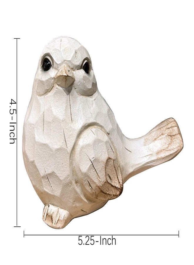 realideas WHITE Bird Table Decor Wood Grain Effect Bird Figurine, Bird Statue Sculpture - Carved Rustic Animal Bird Ornaments - Home Decor Accents Collectible Bird Figurine for Wedding Housewarming Christmas - Image 2