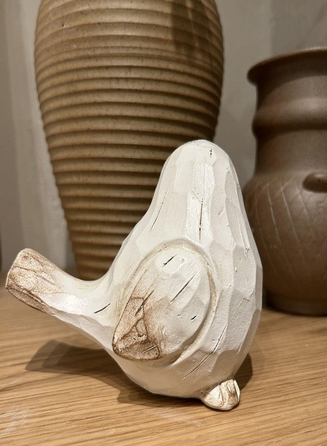 realideas WHITE Bird Table Decor Wood Grain Effect Bird Figurine, Bird Statue Sculpture - Carved Rustic Animal Bird Ornaments - Home Decor Accents Collectible Bird Figurine for Wedding Housewarming Christmas - Image 5
