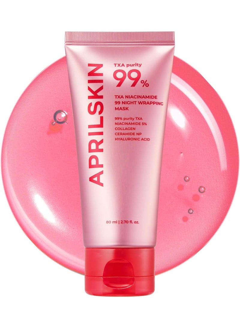 APRILSKIN TXA Niacinamide 99 Overnight Wrapping Mask | 99% High-Purity TXA+Niacinamide for Uneven Skin Tone | Overnight Skin Booster for Toning Care, Firming & Pore Care | 80ml - Image 1