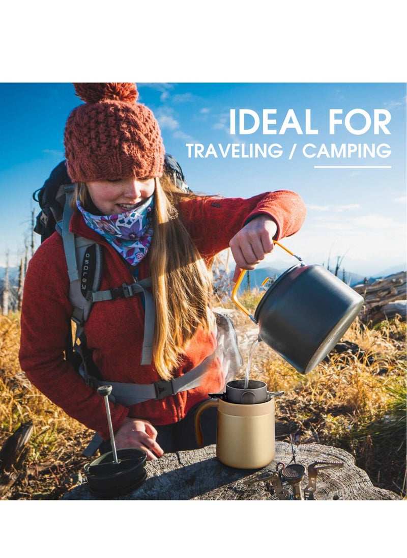 Excefore Portable Coffee Maker Set ,Stainless Steel Mug & Collapsible Pour Over Filter Enjoy Fresh Coffee Anywhere for Camping, Travel, and Office Use  - Image 3