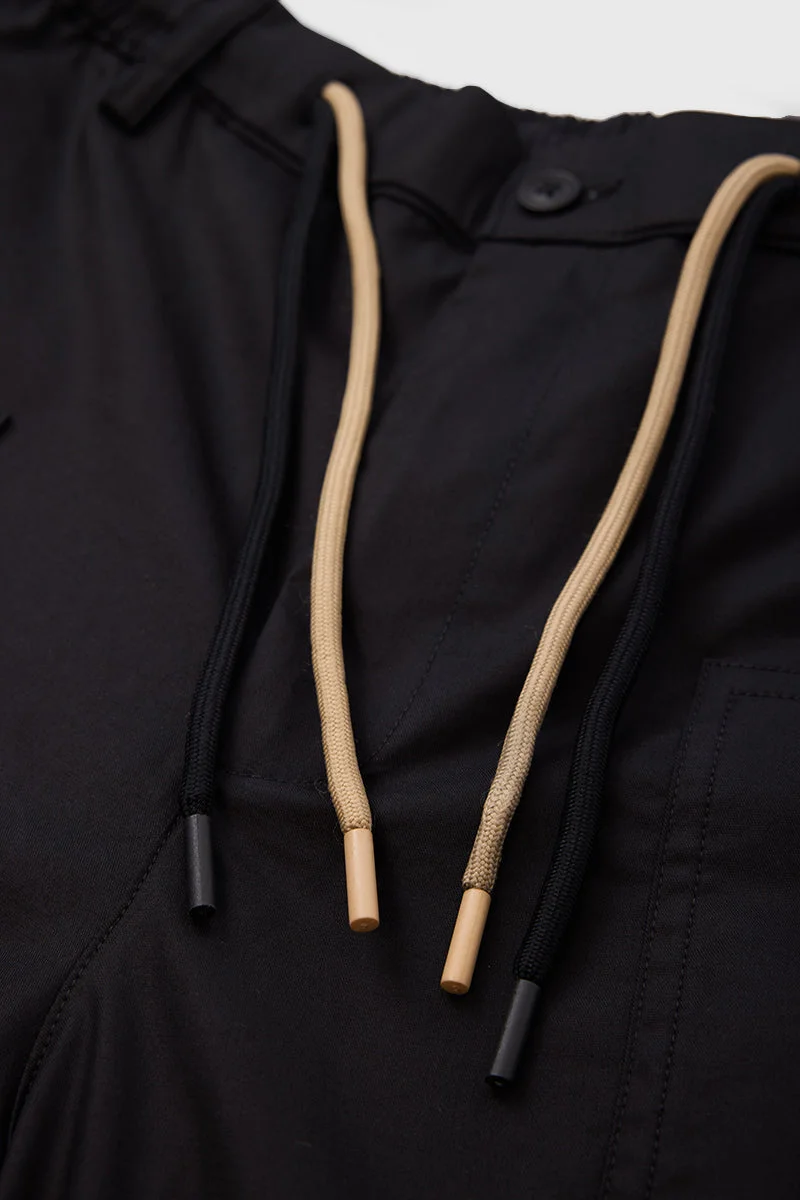 سنيتش Black Solid Relaxed Casual Cargo