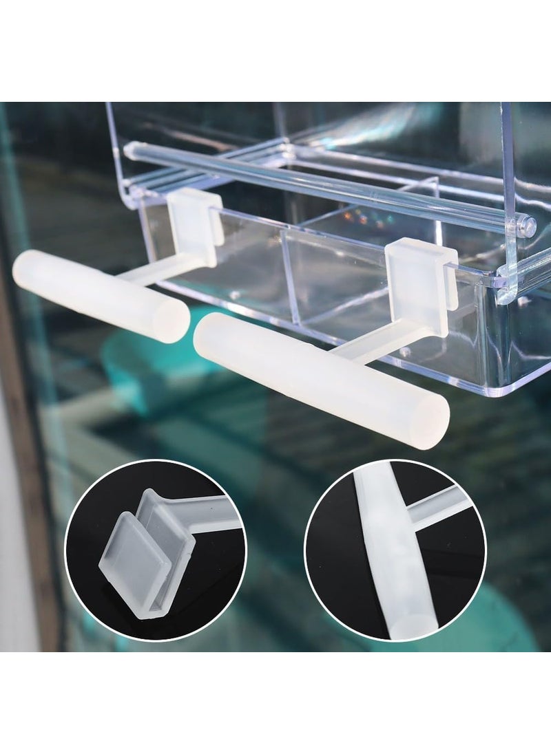 MiOYOOW 2PCS Bird Perch Stands Acrylic Parrot Feeder Playstand Window Bird Feeder Accessories for Blue Jay Cardinal Goldfinch Chickadees  - Image 2