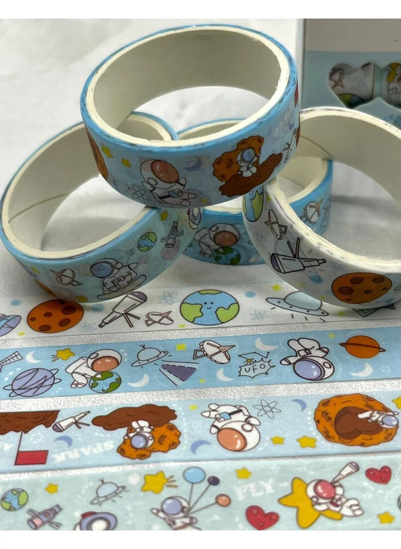 Kağıt Gemi Dükkan Paper Ship Shop Little Astronaut Light Blue 4-Piece Washi Tape Set / Washi Tape / Bullet Journal / Scrapbook