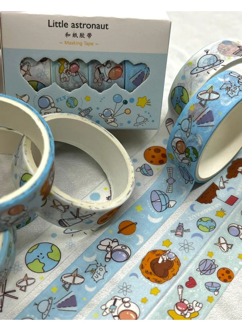Kağıt Gemi Dükkan Paper Ship Shop Little Astronaut Light Blue 4-Piece Washi Tape Set / Washi Tape / Bullet Journal / Scrapbook