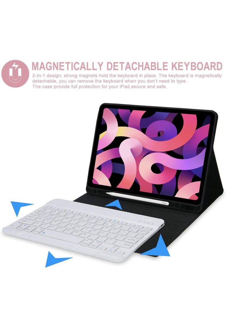 Keyboard Case for iPad Air 5th Generation 2022 iPad Air 4th Gen 2020 10.9 Inch with Pencil Holder Soft TPU Back Cover with Magnetically Detachable Bluetooth Keyboard Rose Gold