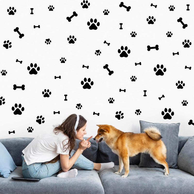 AOWDIAO 174 Pcs Dog Paw Decals - Peel and Stick Vinyl Wall Stickers for Dog's Room, Playroom & Party Decor - Image 1