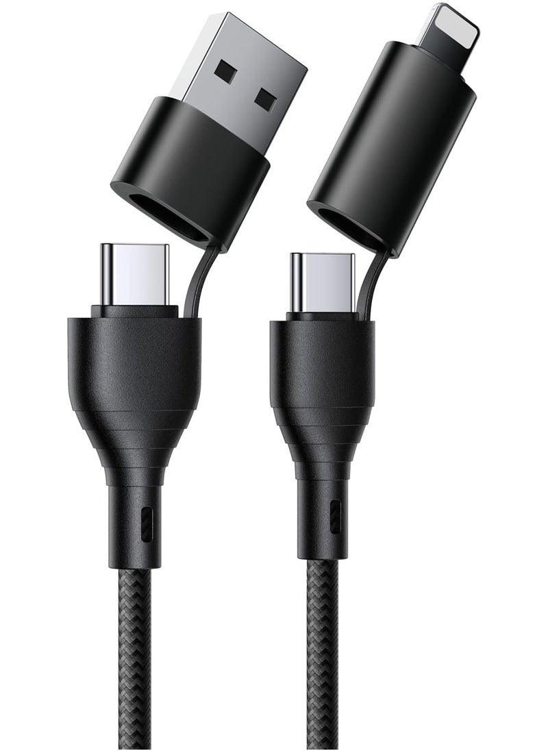 ELTRAZONE - 4-in-1 Fast Charging Cable – USB to Lightning, USB to Type-C, Type-C to Lightning 20W, Type-C to Type-C 60W, Nylon Braided for iPhone, Samsung, Huawei & Tablets - Image 1