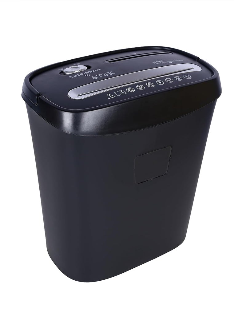 SToK STöK (ST-30CC آلة تمزيق) آلة تمزيق ورق تقطع 8 ورقات | تمزيق أقراص CD/DVD، بطاقات ائتمان، دبابيس مع أمان عالي P4 | سلة كبيرة سعة 15 لتر مع تقنية التمزيق التلقائي - أسود (ضمان خارجي لمدة سنة) - Image 1