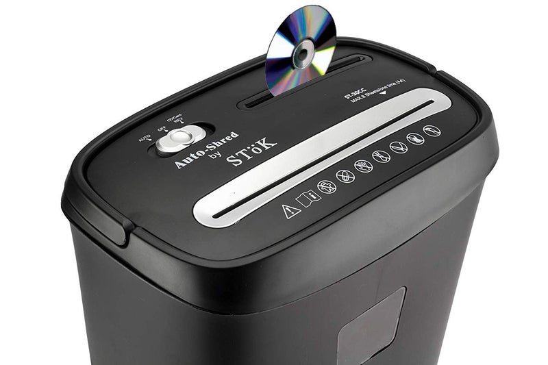 SToK STöK (ST-30CC آلة تمزيق) آلة تمزيق ورق تقطع 8 ورقات | تمزيق أقراص CD/DVD، بطاقات ائتمان، دبابيس مع أمان عالي P4 | سلة كبيرة سعة 15 لتر مع تقنية التمزيق التلقائي - أسود (ضمان خارجي لمدة سنة) - Image 3
