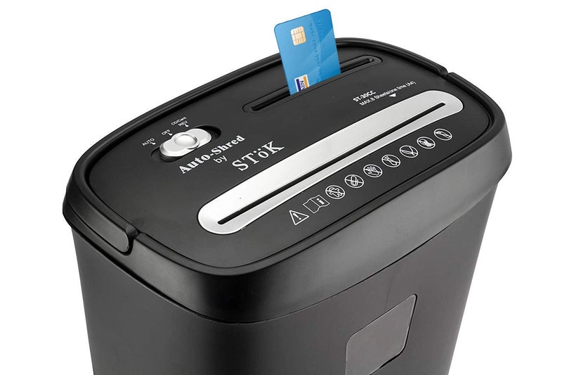 SToK STöK (ST-30CC آلة تمزيق) آلة تمزيق ورق تقطع 8 ورقات | تمزيق أقراص CD/DVD، بطاقات ائتمان، دبابيس مع أمان عالي P4 | سلة كبيرة سعة 15 لتر مع تقنية التمزيق التلقائي - أسود (ضمان خارجي لمدة سنة) - Image 4