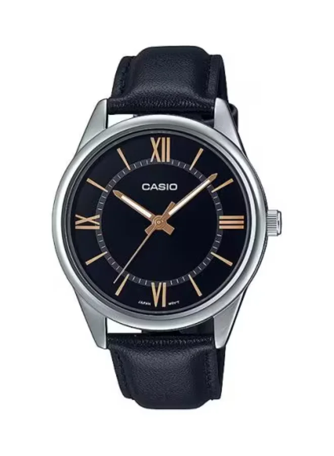 كاسيو Men's Analog Display Watch With Black Leather Strap - MTP-V005L-1B5UDF