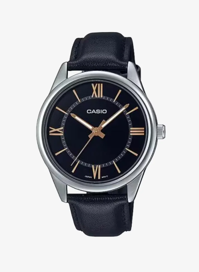 CASIO Men's Leather Analog Watch MTP-V005L-1B5UDF - 40 mm