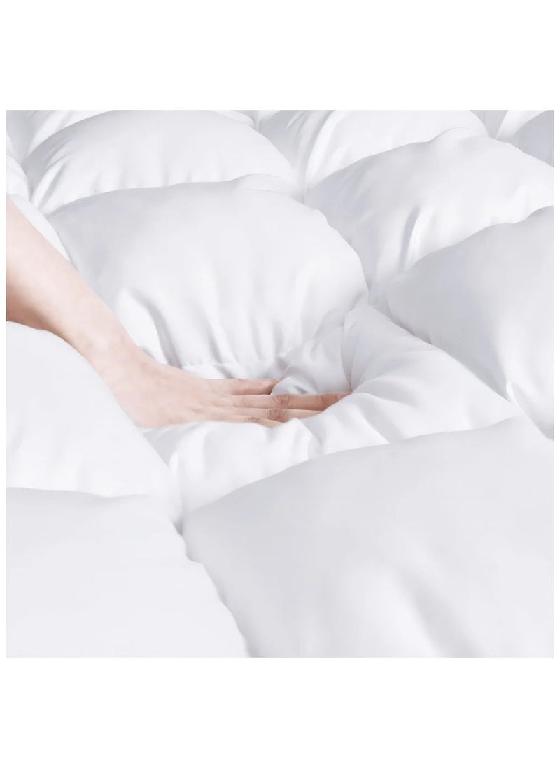 Gerenic Two-bed mattress pad, microfiber, height 14 cm, round mattress, size 180 x 200 cm - white  - Image 3