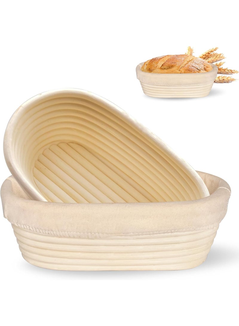 JOUDIYA 2 Pcs Banneton Bread Proofing Basket with Liner, Sourdough Proofing Basket, 10" Oval Banneton Basket for for Professional or Home Sourdough Bread Baking - Image 1