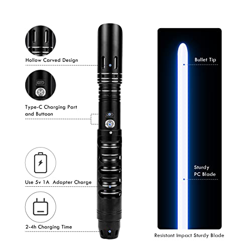 CVCBSER Dueling Lightsaber 15 Colors Changeable with 12 Mode Sound Effect Premium Metal Handle Sturdy Blade Light Saber RGBXBlack - Image 5
