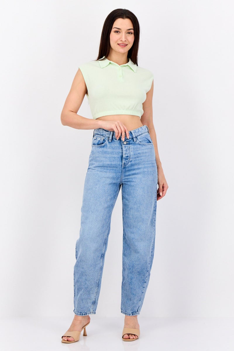 ESPRIT Women Regular Fit Washed Denim Jean, Blue - Image 2