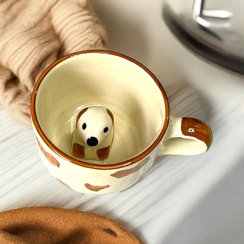 BACKKSPACE RETAIL 3D Animal Coffee Mug Comes with A Cute Dog Inside Creative Morning Animal Cup for Hot and Cold Tea Milk Coffee Perfect for Kids Decorations Best Office Cup Ceramic 350 ML - Image 1