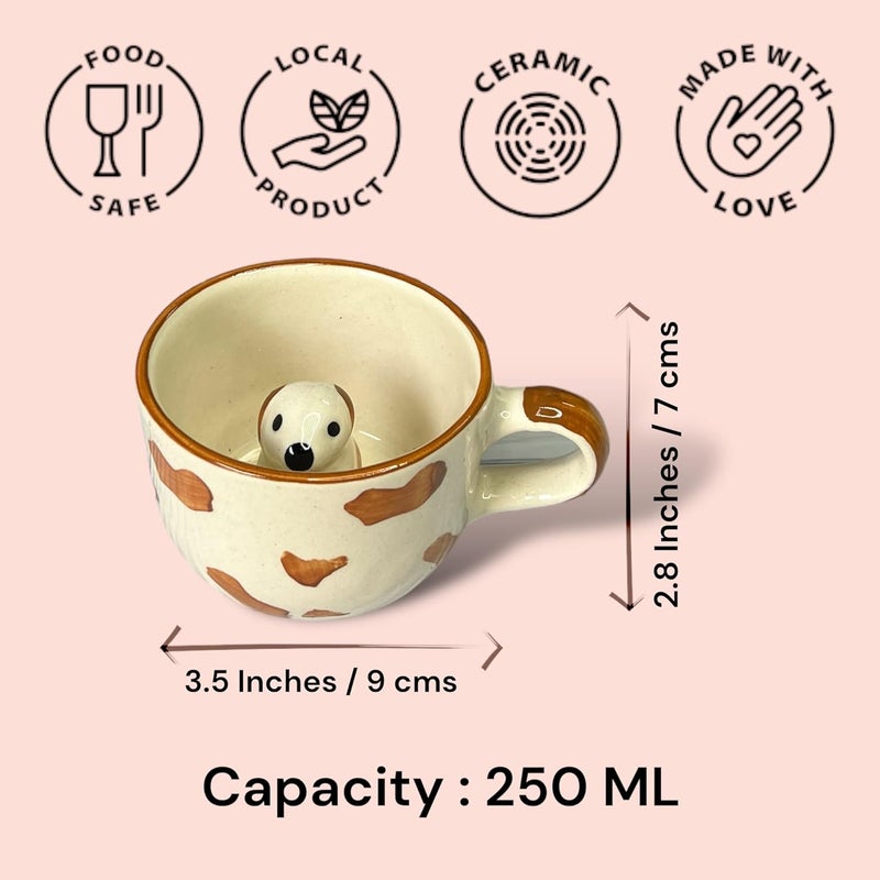 BACKKSPACE RETAIL 3D Animal Coffee Mug Comes with A Cute Dog Inside Creative Morning Animal Cup for Hot and Cold Tea Milk Coffee Perfect for Kids Decorations Best Office Cup Ceramic 350 ML - Image 4