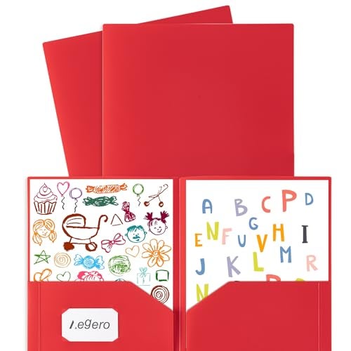 Aegero Plastic Folders with Pockets (7 Pack, Assorted Colors), Durable Heavy Duty File Folders with Business Card Slot, 2-Pocket Folder for Schoolwork & Office,Letter Size… - Image 5