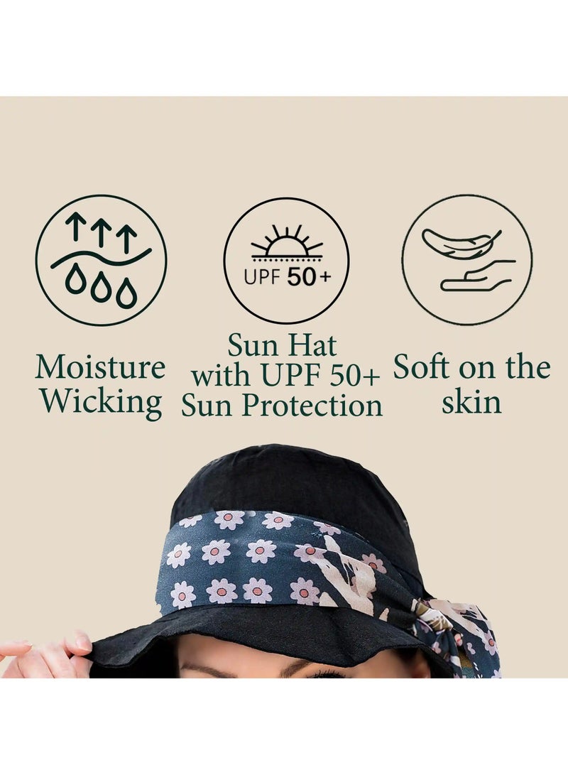 رنگ قبعة لولا الصيفية السوداء للنساء مع حماية من أشعة الشمس UPF 50+ - Image 2