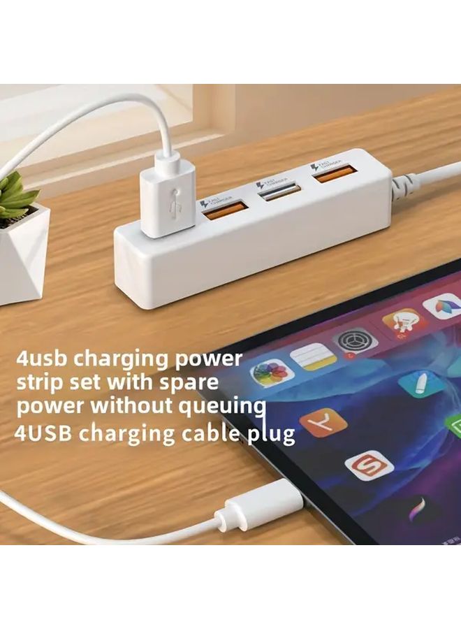 4 منفذ USB هاب مع كابل ملفوف للشحن السريع بطول 120 سم للهواتف الذكية والأجهزة اللوحية وأجهزة الكمبيوتر المحمولة - Image 1