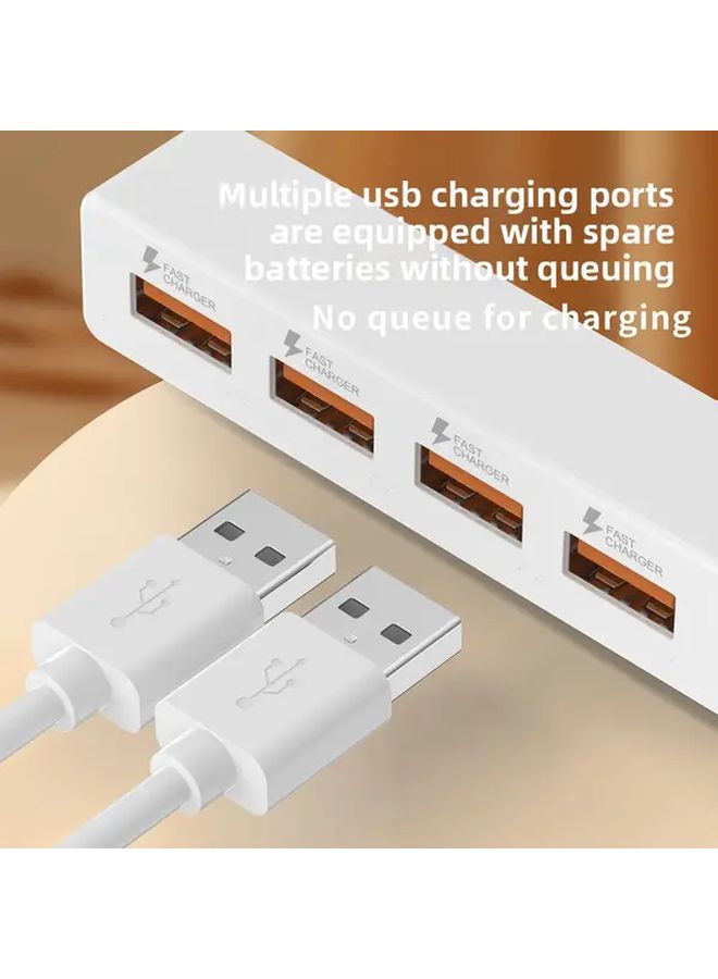 4 منفذ USB هاب مع كابل ملفوف للشحن السريع بطول 120 سم للهواتف الذكية والأجهزة اللوحية وأجهزة الكمبيوتر المحمولة - Image 4
