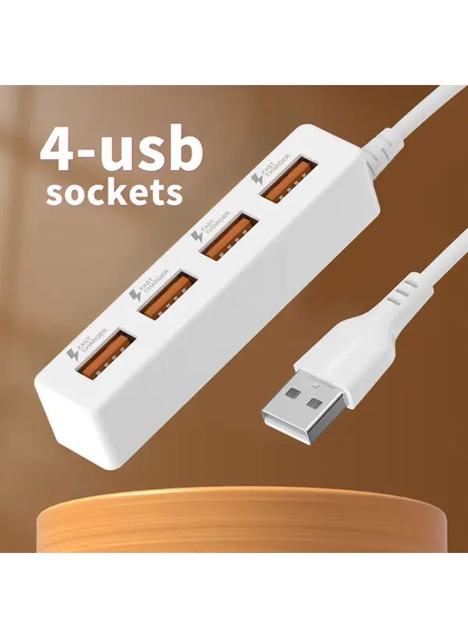 4 منفذ USB هاب مع كابل ملفوف للشحن السريع بطول 120 سم للهواتف الذكية والأجهزة اللوحية وأجهزة الكمبيوتر المحمولة - Image 3