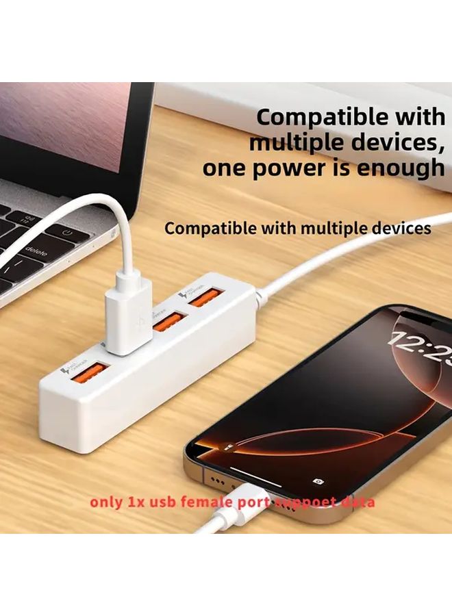 4 منفذ USB هاب مع كابل ملفوف للشحن السريع بطول 120 سم للهواتف الذكية والأجهزة اللوحية وأجهزة الكمبيوتر المحمولة - Image 5