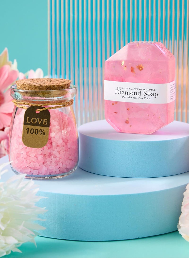 Arabest Gifts Basket for Her,Purple Relaxing Spa Care Package with 20oz Tumbler, Lavender Bath Salts, Diamond Soap + Bath Bomb, Soy Candle in Gift Box - Perfect Mothers Day Valentine Gifts for Women Sister Wife - Image 4