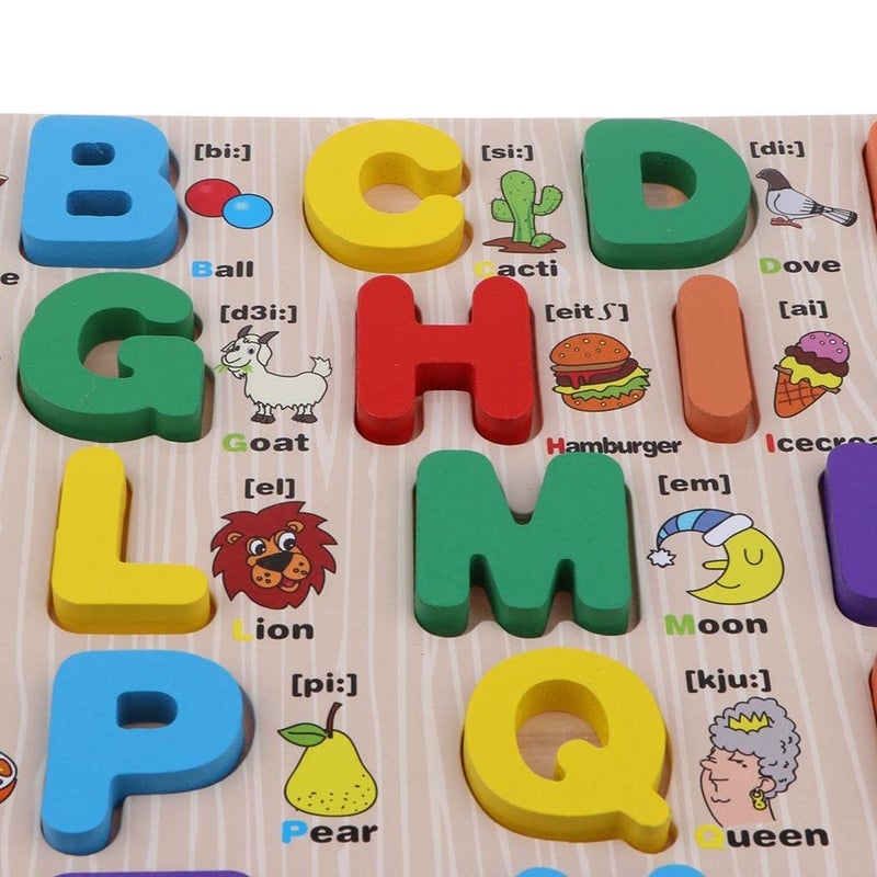 Generic Wooden Alphabet Letter Puzzle Board Educational Learning Toy with Phonetic Symbols and Pictures - Image 4