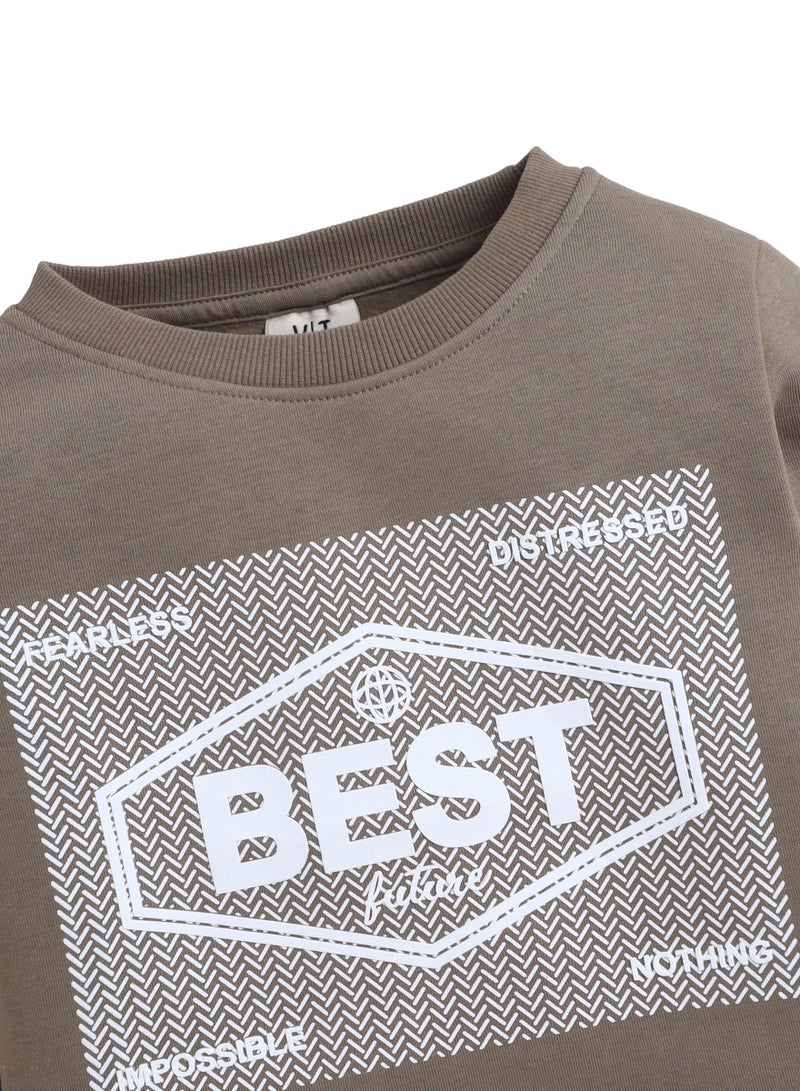 victor and jane Boys' Olive Green "BEST Future" Graphic Sweatshirt - Image 3
