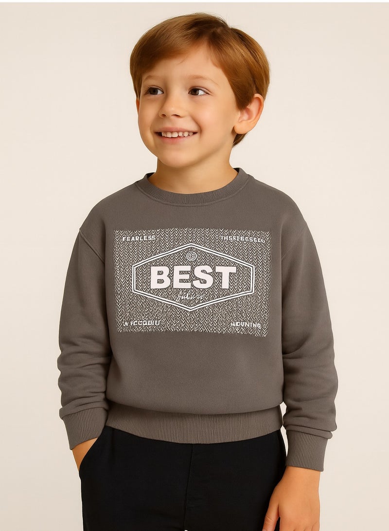 victor and jane Boys' Olive Green "BEST Future" Graphic Sweatshirt - Image 1