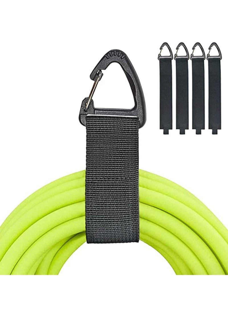 Bukela Extension Cord Holder Organizer, Hook and Loop Heavy Duty Storage Straps with Triangle Clips, Extension Cord Hanger for Garage Organization and Storage Cord Wrap Keeper 4 Pcs (Black) - Image 1